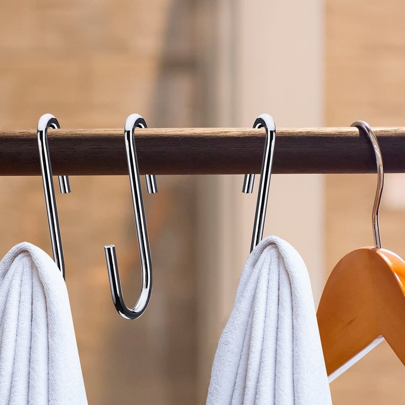 YourGift 10 Pack Heavy Duty S Hooks Silver S Shaped Hooks Hanging Hangers Hooks for Kitchen, Bathroom, Bedroom and Office: Pan, Pot, Coat, Bag, Plants(10 Pack/Silver/Small) - Image 5